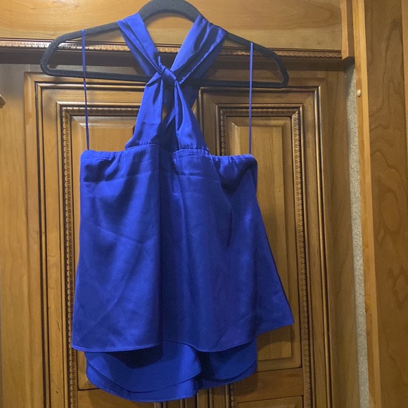 NWOT RACHEL ROY Front & Back Knot Halter Top in Sapphire Blue Size Large - Picture 3 of 8